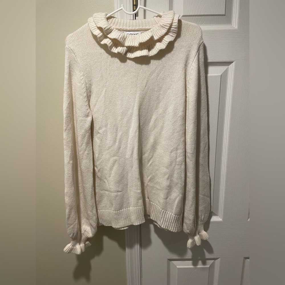 Studio Park Cream Ruffle Sweater